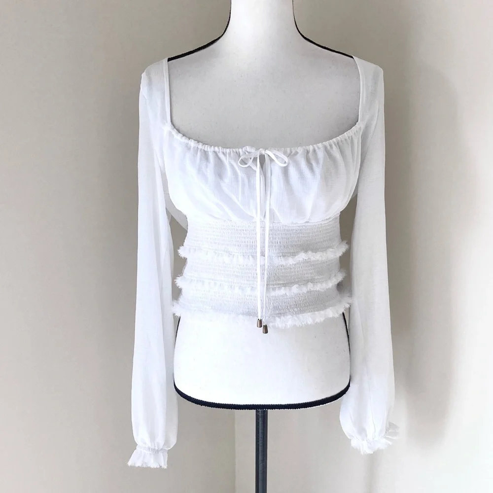 Free People Solid Lolita Blouse in White Size M